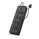 Portronics Power Plate 7 with 6 USB Port + 8 Power Uses Smart Electric Universal Extension Board Multi Plug with 2500W, 2Mtr Cord Length, 2.1A USB Çıkış (Black)