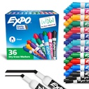 EXPO Kuru Erase Markers, Low Odor Ink, Assorted Fashion Colors, Chisel Tip, 36 Count - kolayca Eras, Sınıf için ideal, Ev, Office, Back to School, Teacher Supply