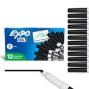 EXPO Kuru Erase Markers, Low Odor Ink, Black, Fine Tip, 12 Kont - Whiteboard, Takvim, Organizasyon, Ofis için Temel Malzemeler, Okul, Sınıf, Öğretmenler