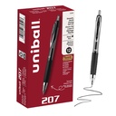 uniballTM 207 Gel Pens, Black Ink, 0.7mm Medium Point, Retractable, 12 Count