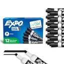 EXPO Kuru Erase Markers, Low Odor Ink, Black, Chisel Tip, 12 Kont - Whiteboard, Takvim, Organizasyon, Office, School, Classroom, Teachers