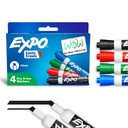 EXPO Kuru Erase Markers, Low Odor Ink, Assorted Colors, Chisel Tip, 4 Kont - Whiteboard, Takvim, Organizasyon, Office için Temel Malzemeler, Okul, Sınıf, Öğretmenler