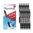Paper Mate Profile Retractable Ballpoint Pens, Bold Point (1.4mm), Black Ink, 12 Count - Writing, Journaling, Office Materials