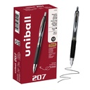 uniballTM 207 Gel Pens, Black Ink, 0,5mm Micro Point, Retractable, 12 Count