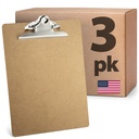 Officemate Feedbackd Wood Clipboards, 3-Pack, 9x12.5-in, Rust-Resistant Clip