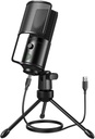 FIFINE Podcast Kaydı Microphone, PC USB Condenser Microphone için Flow Vocal Music, Bilgisayar Masaüstü Mic with Mute Düğme for Windows /Mac OS-K669PRO1