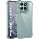 GiftKart Crystal Clear Back Cover Case for Motorola Moto Edge 70 Fusion 5G | 360 Derece Koruma | Şok Kanıt Tasarımı | Şeffaf Geri Döndürme (PC & Atari, Mix Bumper)