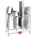 Montavo by FnS Nile 24 Pieces paslanmaz Steel Cutlery Set with Stand | 6 Pieces Her Akşam Yemeği Spoons, Akşam Yemeği Forks, Çay Spoons & Akşam Yemeği Knives | Premium Flatware for Home, Kitchen & Yemek