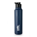 CELLO Ağlarta Flip Paslanmaz Çelik Su Şişe 1000 ml, Donanma Blue | Single Wall Freezer & Fridge Güvenli Hafif Leakproof Flip kapağı Spillproof Rust Dayanıklı Çelik Su Şişe School Gym Office Office