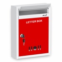 JD FRESH Wall Mount A4 Boyut Letter Box/Mail Box/Suggestion Box/Complaint Box for Office/Post Box for Home door with Clear Pencere View & Secure Key Lock - (Red & Ivory)