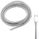 Spiral Cable Protector 1.5 Metre - Şarj ve Data Kablo Koruma Kolları, Cord Saver Cover for Earphone Wire - Dayanıklı PVC, Gümüş (Set of 3)