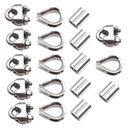 304 Paslanmaz Çelik Telt Accessory Set M6 Kablo Frekansı Gümüş Thimble ve alüminyum Crimping ring for 1/4 inç Kablo Thimbles Rigging