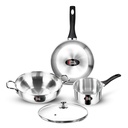 Milton Pro Cook 3Layery Triply Bottom I Induction Mutfak & Gas Stove Friendly paslanmaz Steel 4 Adet Mutfak Set | Kadhai with Lid | Cooking Pan | Sos Pan | 2Y Garanti