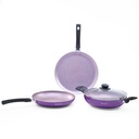 Wonderchef Valencia Non-Stick 4 Adet Mutfak için Set, Fry Pan 24cm, Kadhai ile Glass Lid 24cm, Dosa Tawa 28cm, Non-Toxic PFOA Free, Gas Stove & Induction Friendly, 2Yr Garanti, Morhai