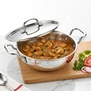 SOLARA Triply Stainless Steel Kadai with SS Lid 28 cm, Tri Ply SS Kadhai, Heavy Bottom Induction Base Cookware, Stainless Steel Cooking Pot for Frying, Sauteing, Curry