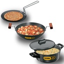 Hawkins Futura 3 Adet Mutfak Set 4 - Hard Anodized Tavşana, Kadhai, Cook-n-Serve Bowl with One Hard Anodized Lid, Black (ASET4)