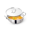 The Indus Valley Triply Stainless Steel Deep Kadai/Kadhai 2.2 LTR with Stainless Steel Lid | 20 cm/7.87 inch,1.39kg | Induction Friendly | Nonstick 3-Layer Body, 100% Pure & Toxin-Free