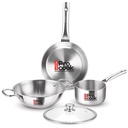 Milton Pro Cook Induction Mutfak ve Gas Stove Friendly Triply Paslanmaz Çelik 4Pc Mutfak Setleri | Çay Pan 16 cm | Fry Pan 22 cm | Kadai with Glass Lid 24 cm | Even & Fast Cooking | 3 Years Garanti