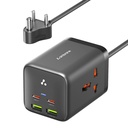 Ambrane 6in-1 Power Hub Şarj 65W Hızlı Şarj, 6 Ports - 2 Type-C, 2 USB, 2 AC Uses (2500W), Multi-Port Masaüstü Şarj Cihazı, iPhone, Android, Port Şarj İstasyonu (Charge Hub 65)