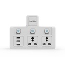 One Beat Cordless Extension Board with Bireysel Switch-Multi Plug Use with 2 Uses + 3 USB - Flex Board with Safety Shutter Protection