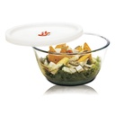 SORA WARE Borosilicate Glass Mix Bowl with Lid & Steam Release Knob, Clear, 500 ml, Mikrodalga Güvenli, Heat Dayanıklı, Direct Fridge to Oven, Ideal for Storing, Re ısıtma, ve servis