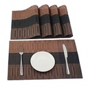 FIDEO PVC Yemek Masa Yerleri 6. 6 | Heat Dayanıklı Olmayan Terlütlü Woven Dyson Masa Mats | Stain Dayanıklı Masa Koruyucusu Mutfak Yemek Oda | (Dark Brown)