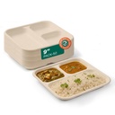 ECOUL 3 Karşılaştırma Bagasse Meal Tray[9 inç], 50 | Tek Parça Eko Dostu Gıda Kağıt Plakları | Ev Kullanımı, Parti, Picnic, Restoran & Catering Use |