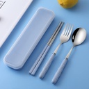 Home Cloud Premium paslanmaz Steel Cutlery Set of 3-Piece (Spoon, Fork, Chopsticks) Seyahat Spoon Box - Exquisite Portable Tableware for specific Armağan (Mavi)
