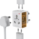 GM 3050 16 Amp 3 Pin Multi Plug Travel Adaptor - Universal Power Adaptör Sınıf I & II Elektrik Aletleri için Uygun, White