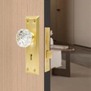 Mortise Lock Set with Crystal Glass Door Knobs for Interior Door Mortise Keyed Lock Replacement for Old Broken Door Knobs (Gold)