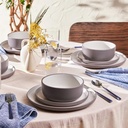 Karaca Riley 18-Piece Stoneware Plates and Bowls Set - Kitchen Dinnerware Sets for 6 - Grey Elegant Design Dish Set for Family Meals and Entertaining & Dishwasher Safe
