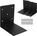 4 Pack 6"x6"x5"L Right Angle Bracket,Heavy Duty Steel Corner Brackets,90 Degree Post Bracket,DIY L Shelf Brackets,Metal Joint Timber Connector Support for 6x6,6x8 Wood