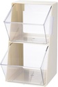 Coffee Pod Storage with 2 Large Capacity Basket，Stackable Large Capacity Acrylic Desk Organizer Box Snack Organizer with Lid(white)