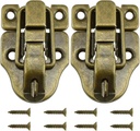 SDTC Tech 2-Pack Retro Bronze Style Toggle Latch - Antique Metal Duckbilled Hasp Catch With Padlock Hole for Jewelry Box, Cabinet, Small Wooden Case, Ordinary Crafts