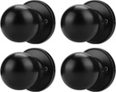 Probrico 4 Pack Black Dummy Door Knobs, Half Dummy Door Handles, Matte Black Door Knobs Interior, Single Side Door Handles