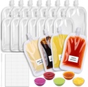 Palksky Salad Dressing Container To Go - 6-Oz Condiment Squeeze Bags 15Pcs with Lids/Stickers, Reusable Travel Sauce Containers for Lunch Box