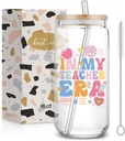 In My Teach Era,Ice Coffee Glass Cup Gifts for Women Teacher,16oz Cute Drinking Cup with Lids Straws Teacher Gifts for Christmas Thanksgiving-nbc-28