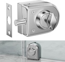 Ranbo Frameless Glass Door Floor Lock, Clamp-On No-Drill, 304 Stainless Steel, Fits 3/8"–1/2" (10–12 mm) Swing/Sliding Doors — Ideal for Office, Entrance,Storefront,Top or Bottom Mount,Brushed Nickel