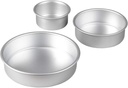 Wilton Aluminum Round Cake Pan Set, 3-Piece for Tiered Cakes, Durable, Even Heating, Rust-Resistant, Professional Bakeware, 4, 6, 8 in., Package May Vary