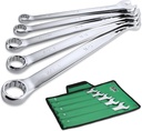 SK Long Pattern Combination Wrench Set, SAE 15/16" to 1-1/4", 5-Piece, SuperKrome Finish, Premium CR-V Construction, with Rolling Pouch