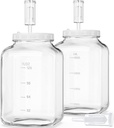 1.5 Gallon Large Fermentation Jars with 2 Airtight Lids and 3 Airlocks, Wide Mouth Glass Mason Jar with Scale Mark, Pickle jars, Mead Making Kit, Kimchi Containers, 2 Pack