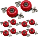 10pcs Ceramic Knobs Red Dresser Knobs, Vintage Cabinet Knobs with Antique Bronze Back Plate, Decorative Drawer Knobs Pull Handles for Closet, Cupboard