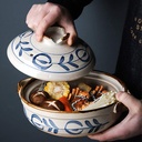 Casserole Earthenware Pot Ceramic Hot Pot Casserole,Earthenware Clay Pot,Round Casserole Dish,Heat-Resistant Soup Pot,Slow Cooker for Stewing Rice Cas