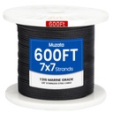 Muzata 600 ft 1/8" Black Stainless Steel Cable Railing System Hardware T316 Stainless Steel Wire Rope 7x7 Strands 1800 lb Breaking Strength Black Cable Railing Kit for Indoor Outdoor WR19