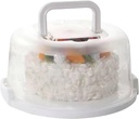 Sturdy Cake Box for Travel Easy Transportation Plastic Carrier with Secure Locking Buckles Food Packaging Pies Cookies White