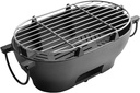 Portable Charcoal Barbecue Grill Cast Iron Oval Tabletop Skillet Heavy-Duty Small Hibachi for Outdoor Cooking Backyard