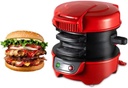 Generic Multifunctional Burger Press Machine, Sandwich Maker, Waffle Maker, Breakfast Machine for Home Use, Large, Red