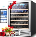 BODEGA 24 Inch wine cooler,under counter wine fridge 52 Bottles with WIFI APP Control Fits Champagne,red, Rose, Built in or Freestanding wine cooler refrigerator for Home Office Bar.