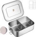 GOLDEN KEY 40QZ Stainless Steel Bento Box for Kids, 1200ml Metal Lunch Box for Kids or Adults,Stainless Steel Food Storage Containers with Lids and Lockable Clips for Travel, Work