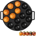 JapanBargain, Takoyaki Pan 14-Hole Nonstick Japanese Octopus Ball Maker for Gas Stove, Aluminum Alloy Takoyaki Grill, Aebleskiver Cake Pop Pancake Pan, Easy to Clean